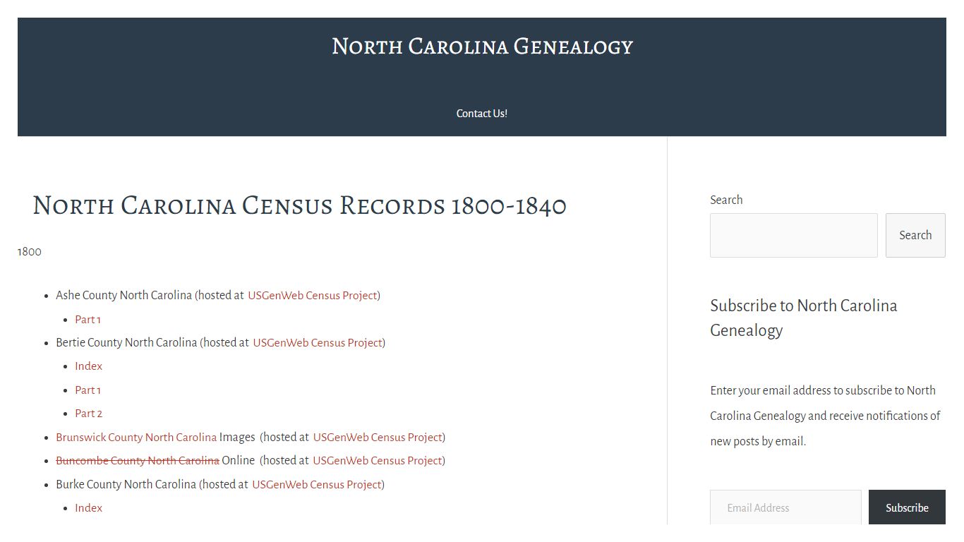 North Carolina Census Records 1800-1840 — North Carolina ...