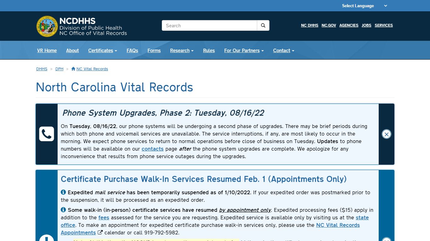 North Carolina Vital Records